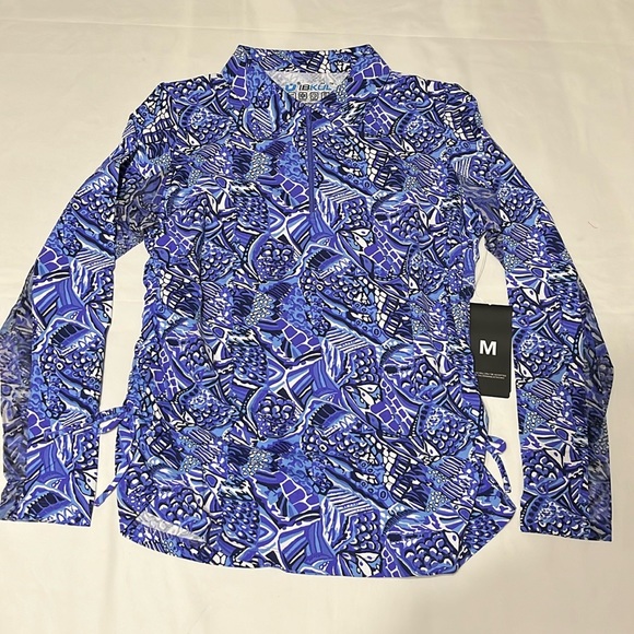 Ibkul Krista Zip Polo with Adjustable Drawstring in Plum/Lavender Size M NWT - Picture 1 of 8